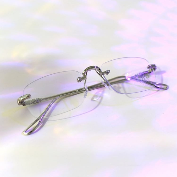 Glasses Rimless Silver Cyberpunk