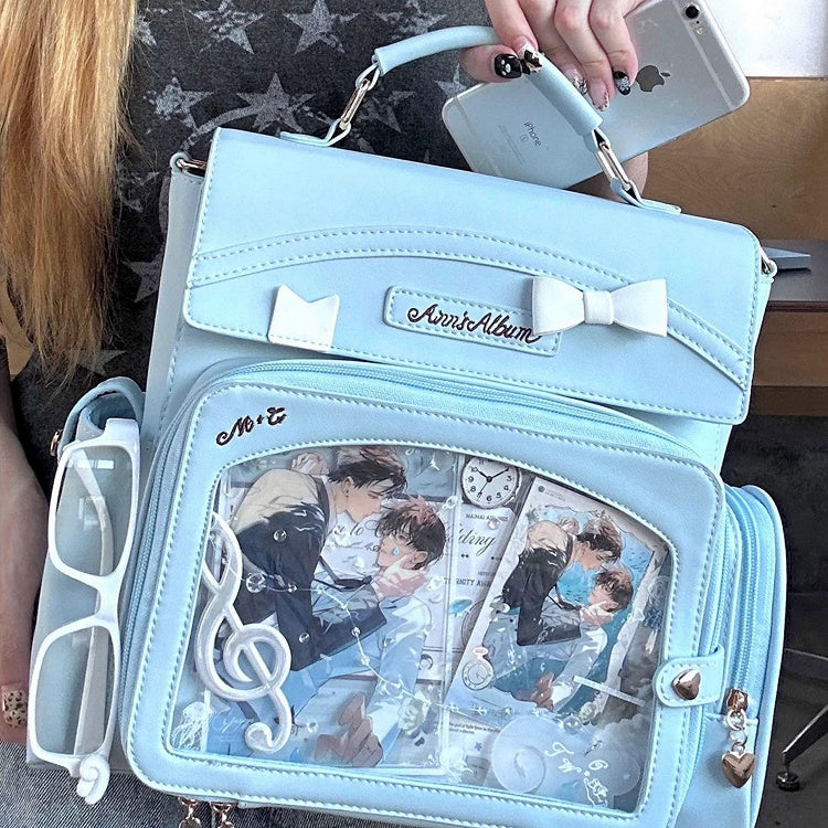 Transparent And Blue Bow Decoration 2-Way With Bag Ita Window