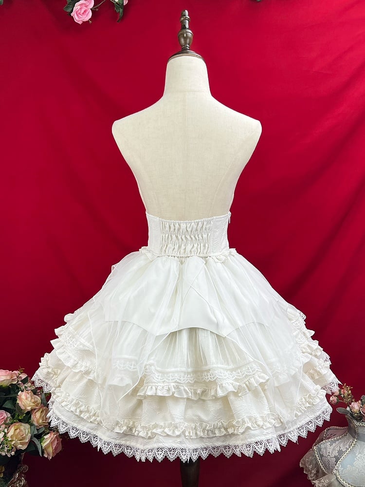 Jacquard Lolita Gothic Corset Belt White
