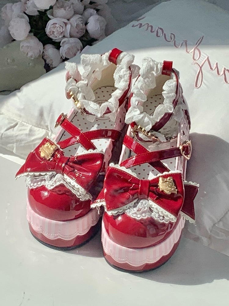 Platform Decor Janes Mary Sweet Wine Red - Design Lolita with Strawberry