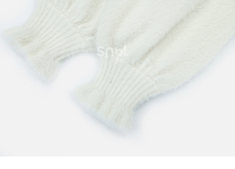 Pompons Decorated Pullover White Sweater