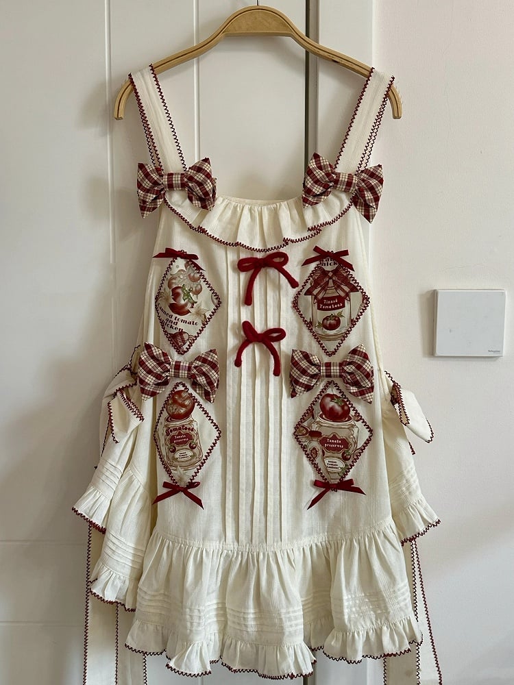 Tomatenschürze Beige Print Lolita Konserviert