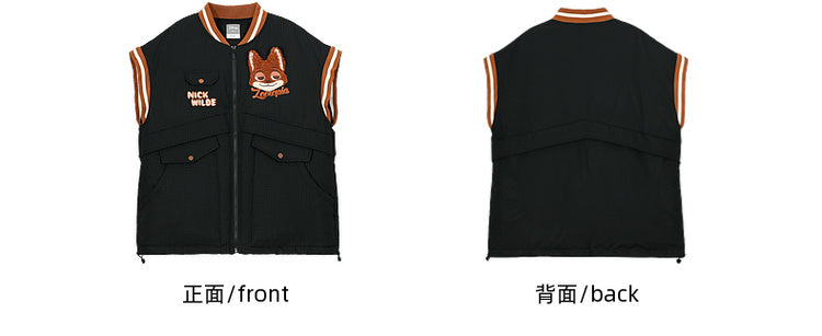 Doudoune noire Zootopia Nick Applique à manches détachables
