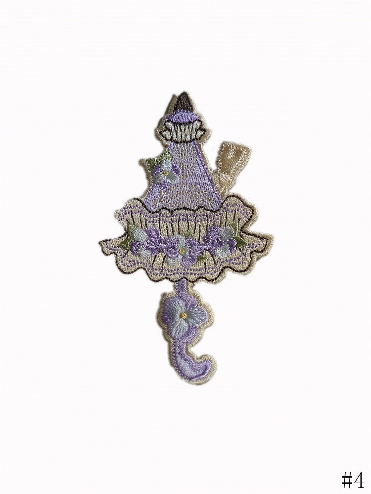 / Purple Hat Umbrella Brooch Embroidery Flower