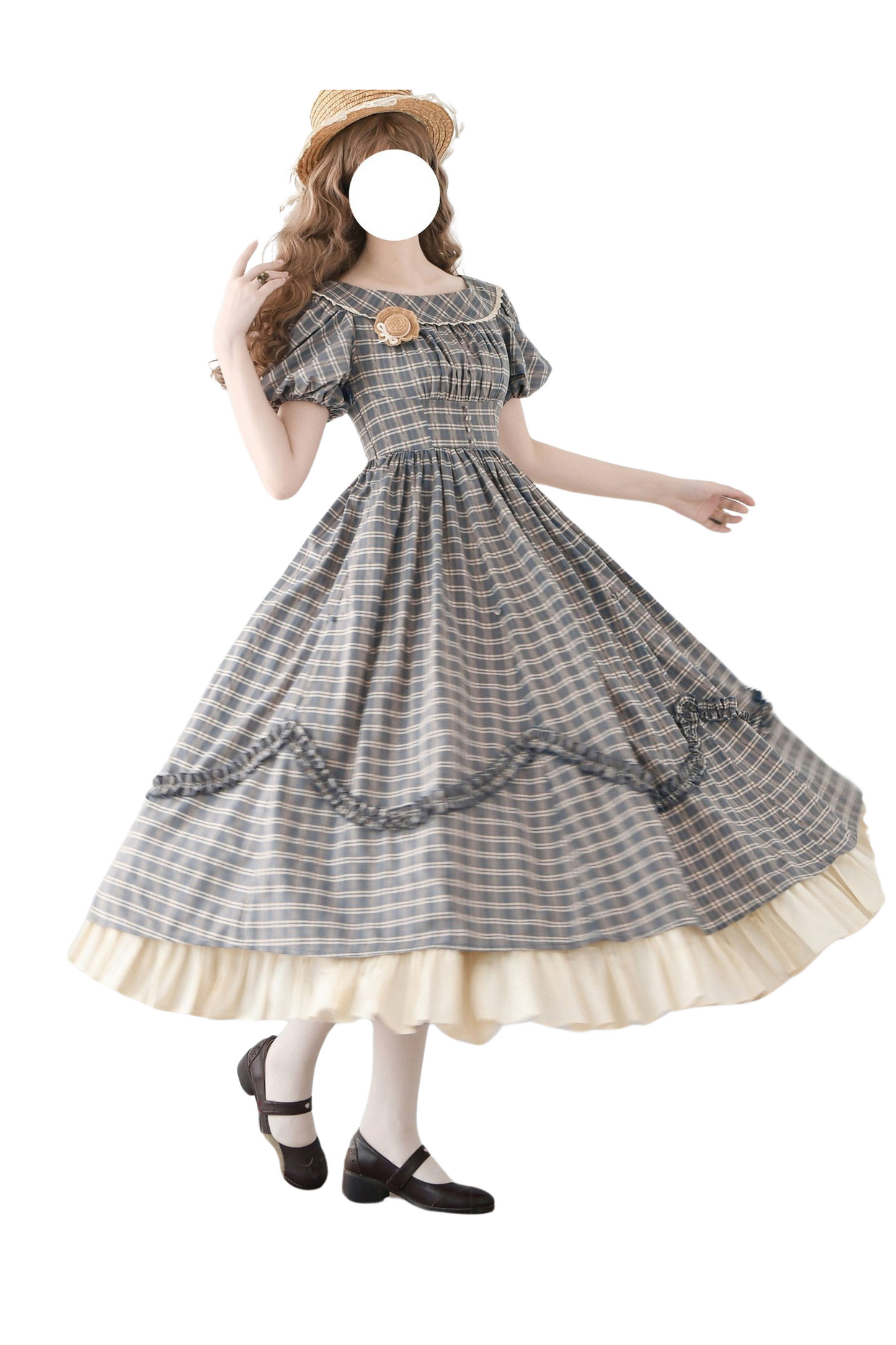 Check Retro Word Lolita Petticoat Dress Forest +