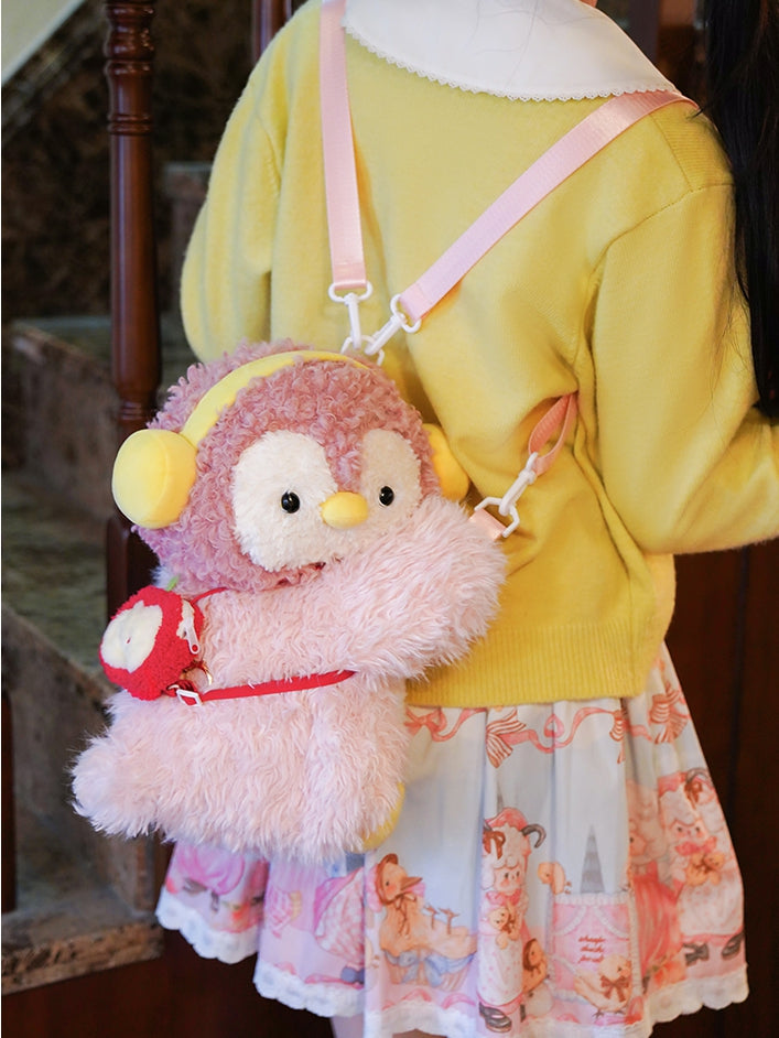 Pink Bag 2 Penguin Options Cute Middle/Large + Backpack/Crossbody Keychain Plush Size