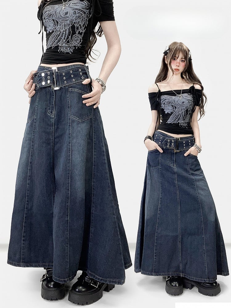 Skirt Blue A-Line Dark