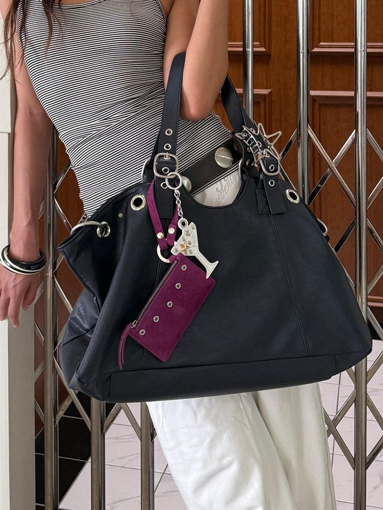 Minimalist Tote Bag Large Capacity Edgy Black