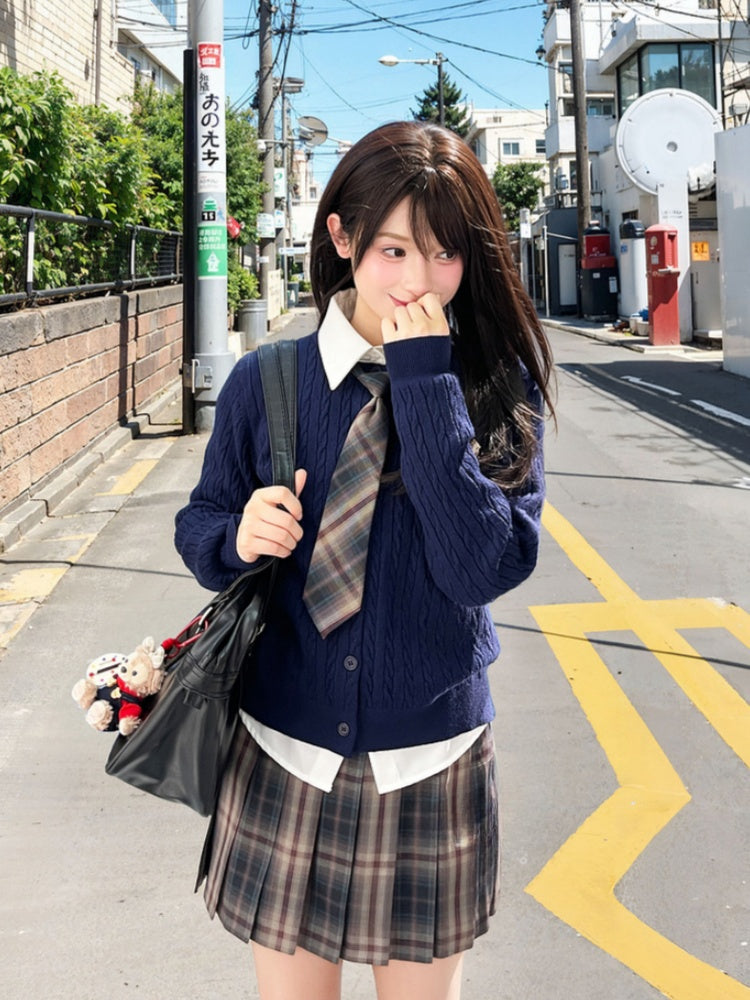 42CM/45CM/48CM/56CM/65CM Style JK Uniform Pleated Skirt Gray Plaid Preppy