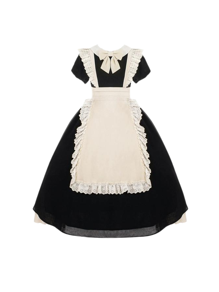 Maid Dress Lace Pleated