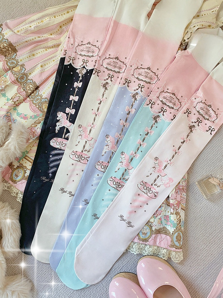Carousel Print Sweet Lolita Tights