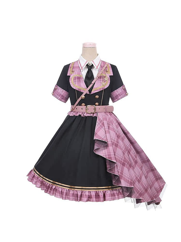 Idol Lolita Pink Plaid Train Buckle Belt
