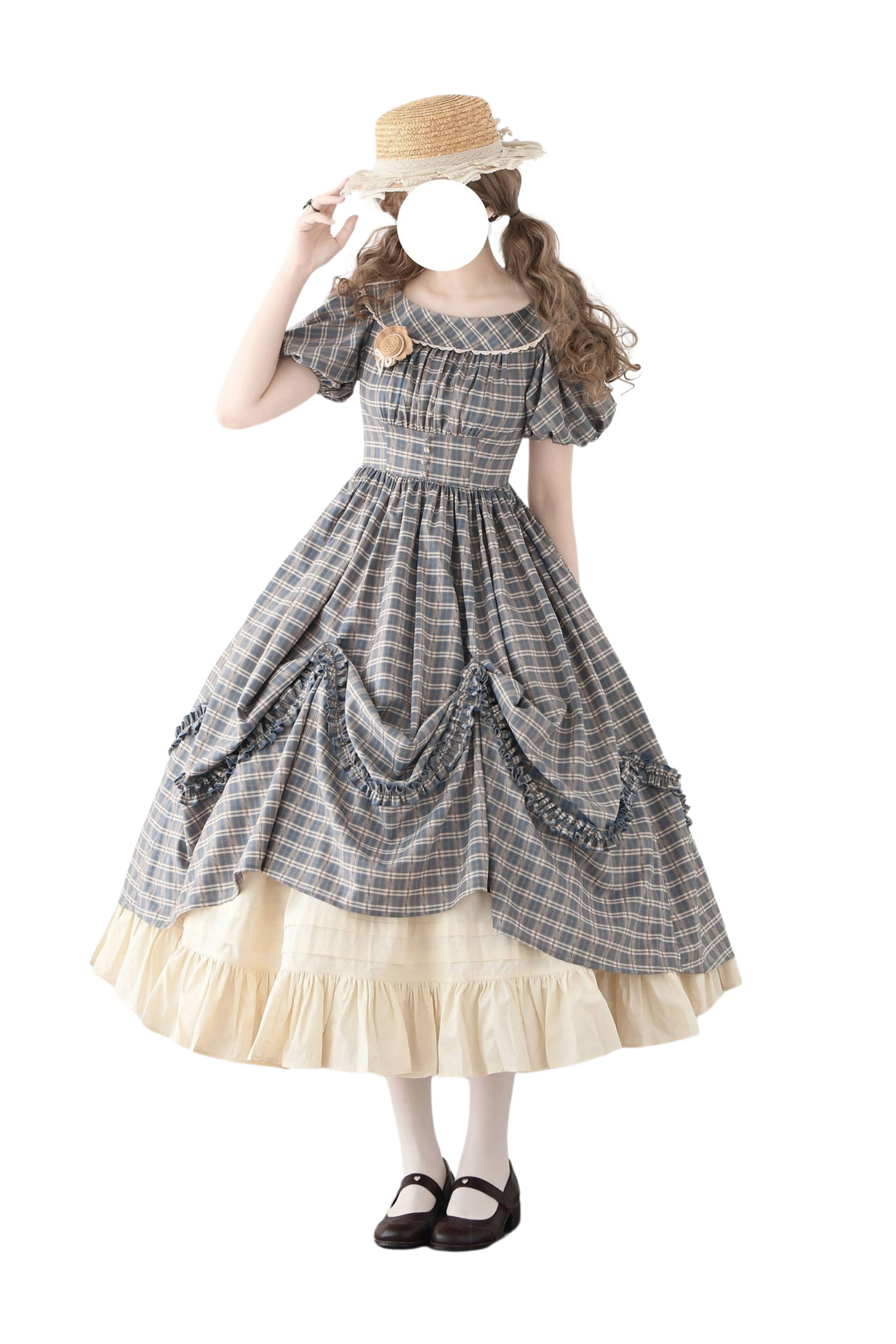 Check Retro Word Lolita Petticoat Dress Forest +