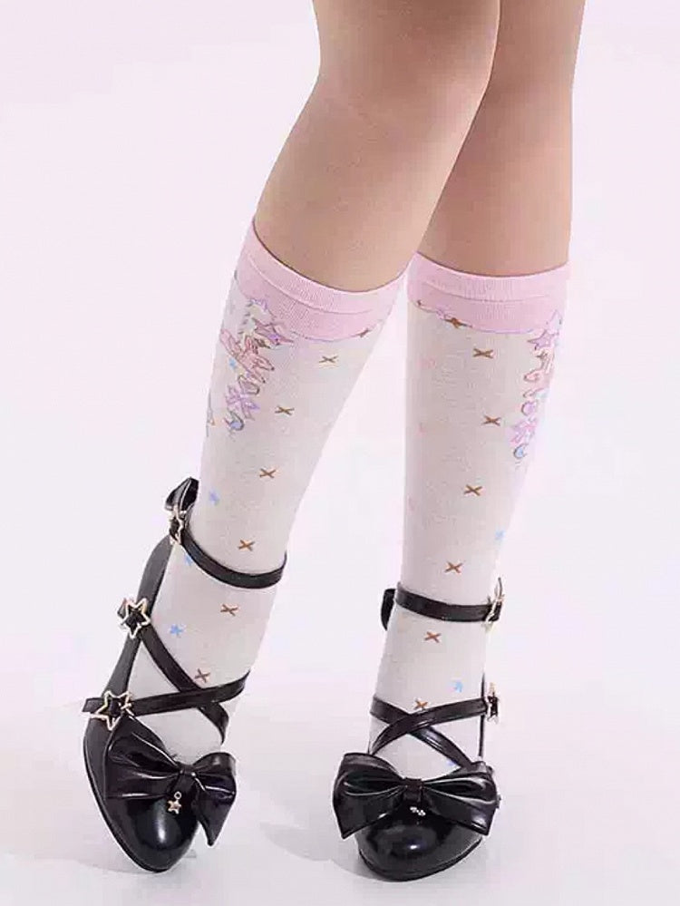Schwarze High Heels mit Stern-Riemen und Schnallenschleife
