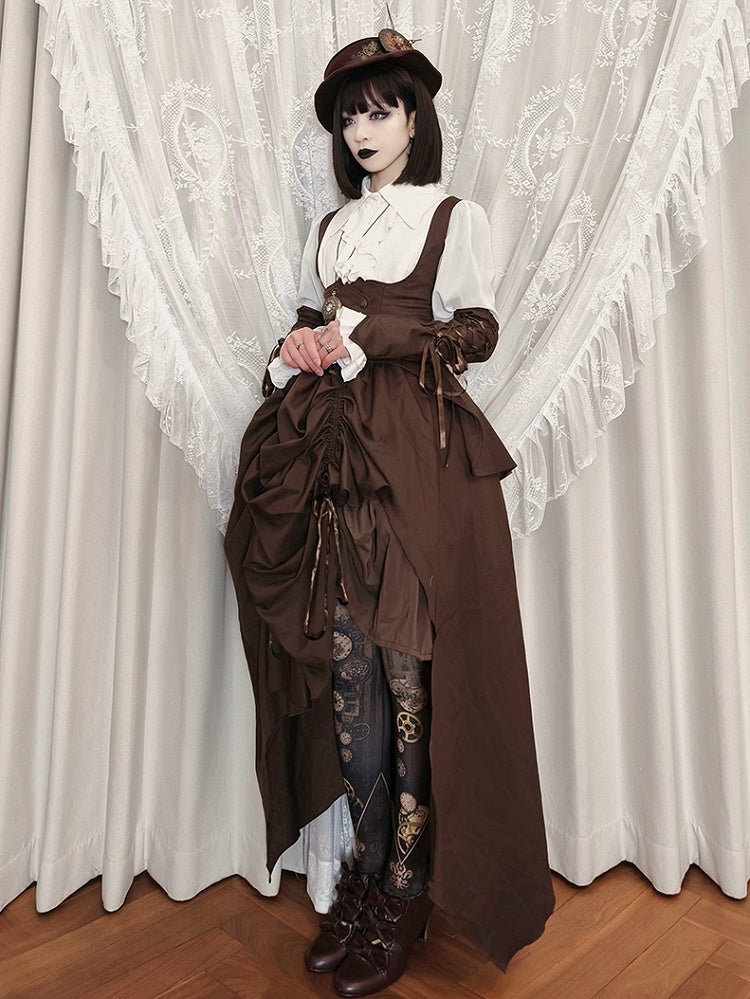 Gilet gothique marron Steampunk Lolita sous la poitrine