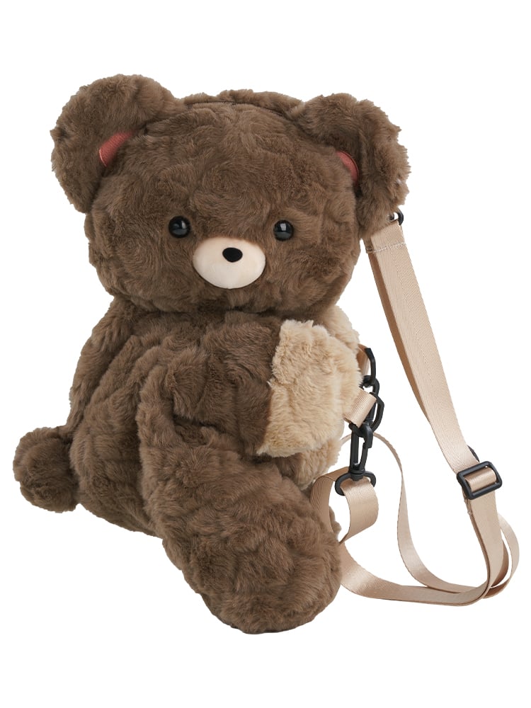 Cute Teddy Brown Plush Backpack/Crossbody