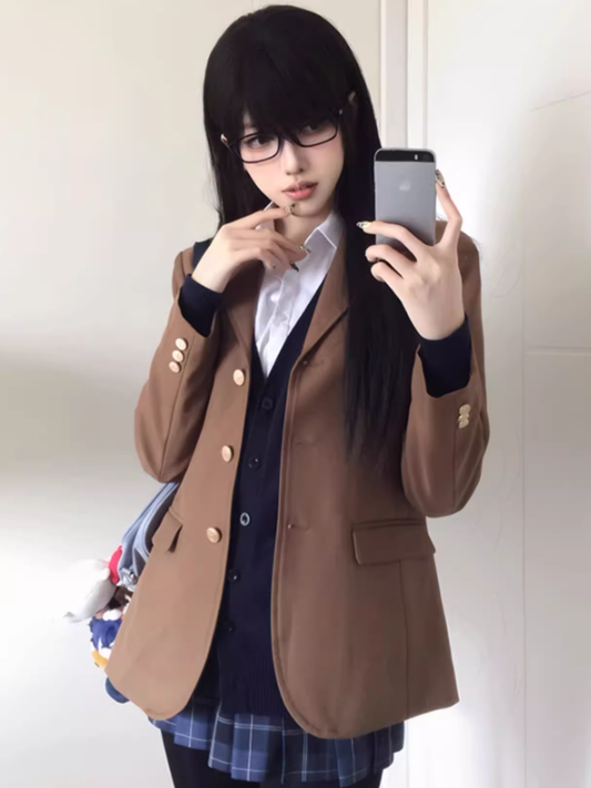 ブラウン制服JKブレザーカラー