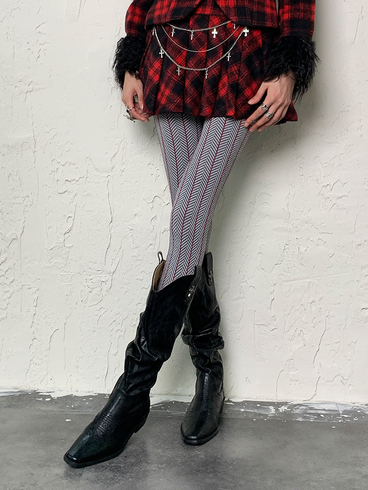 Collants d'hiver gris Y2K