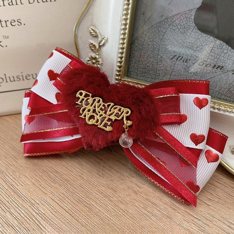 Strass Sweet Heart Haarspange Rot Charm Lolita mit Design KC