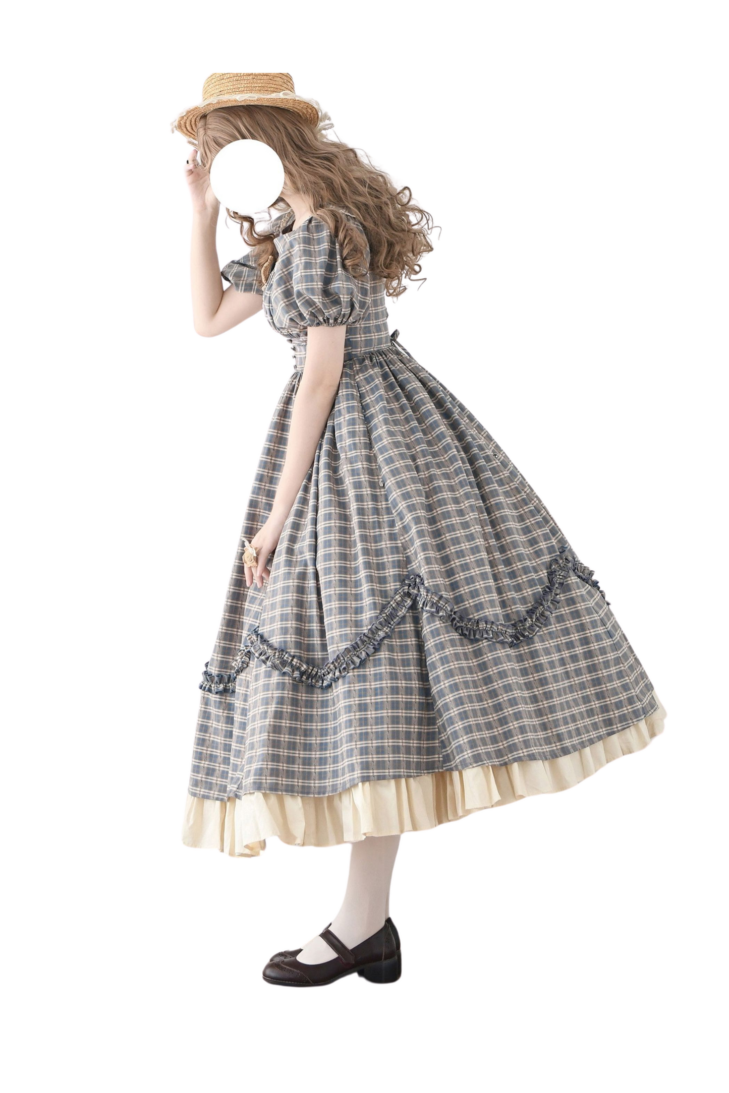 Check Retro Word Lolita Petticoat Dress Forest +