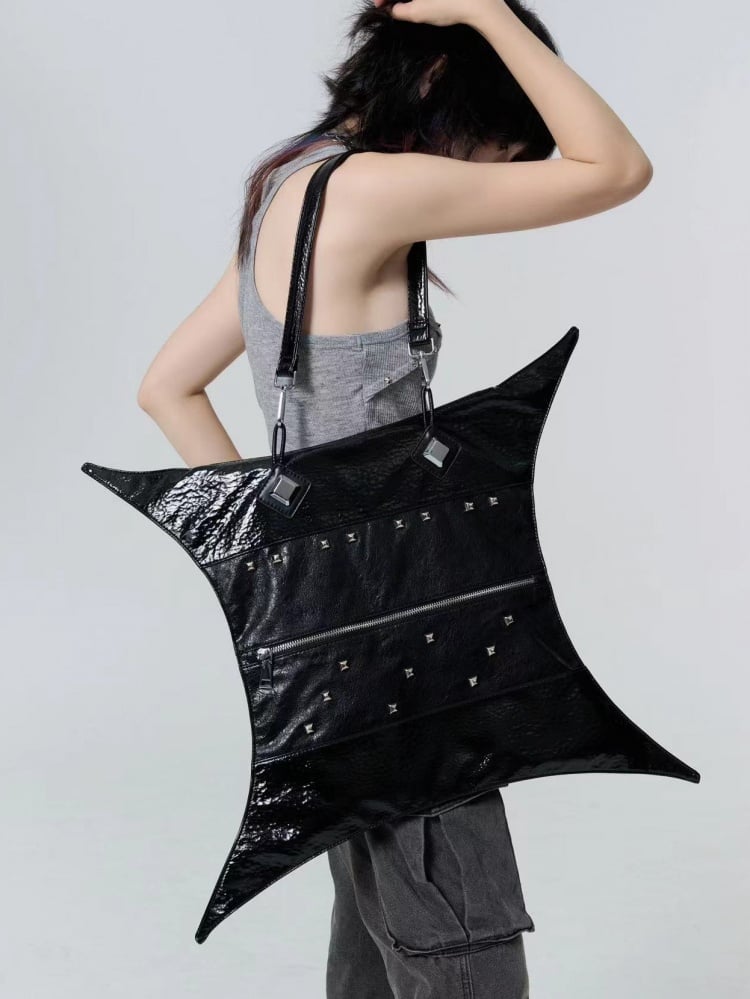 Gothic Punk Nieten Schwarze vierzackige Sterntasche