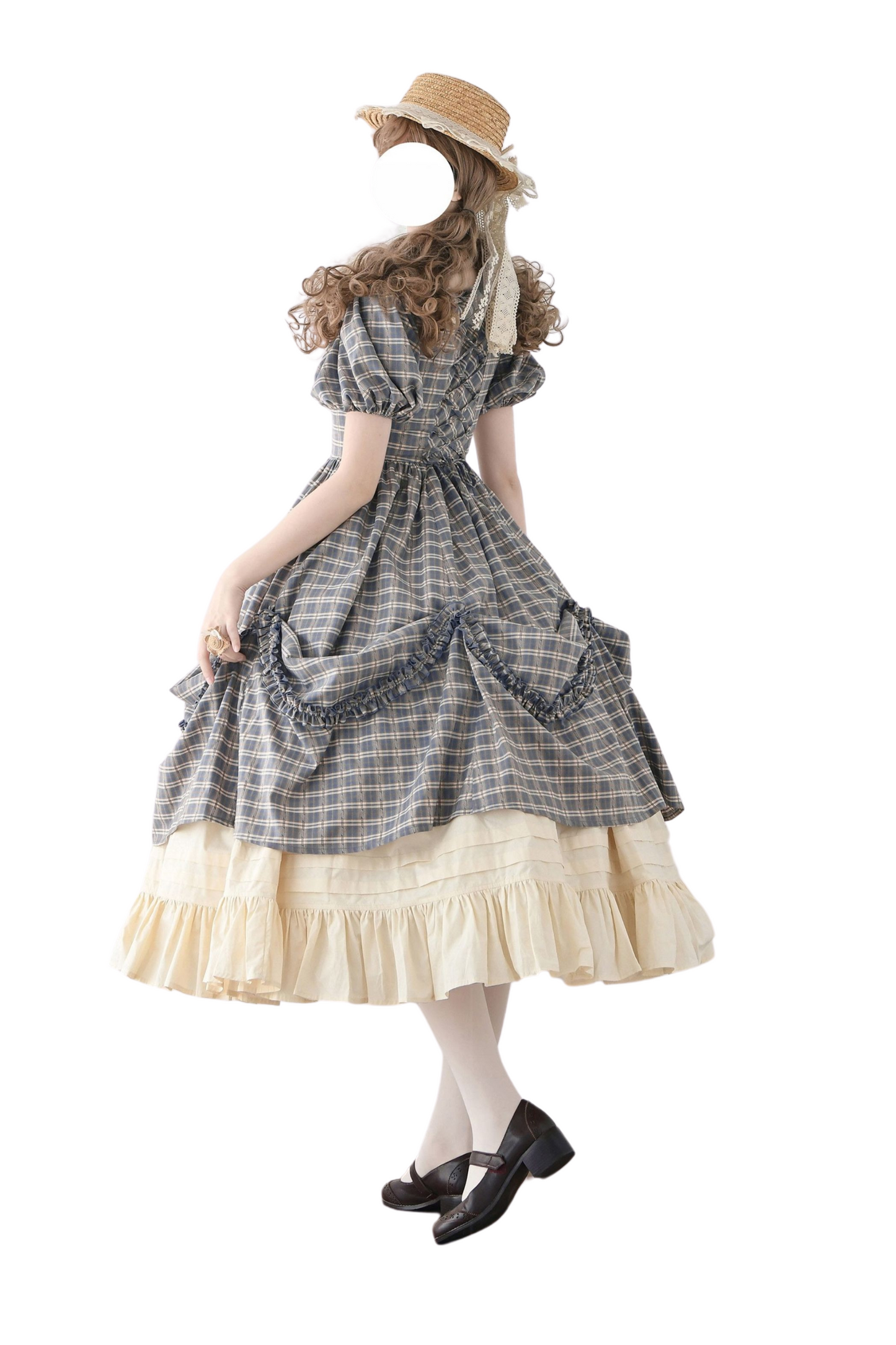 Check Retro Word Lolita Petticoat Dress Forest +
