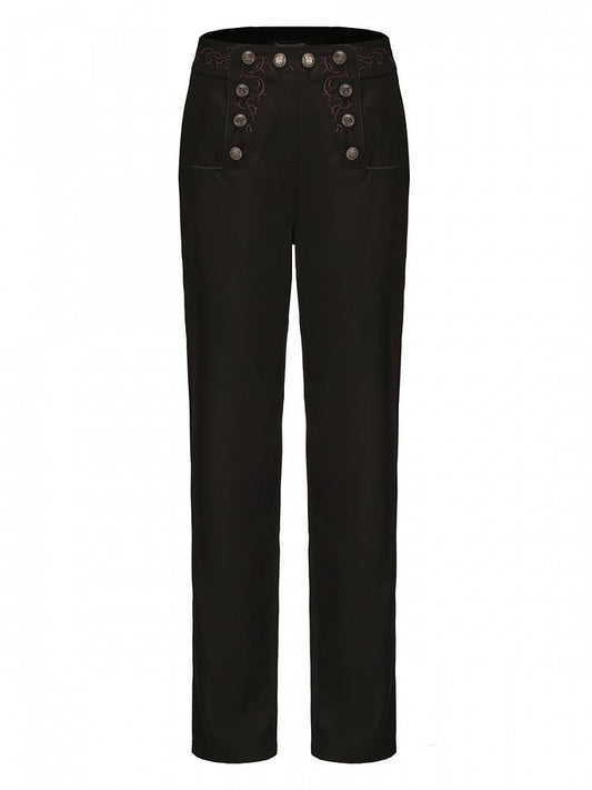 Lolita with Button and Embroidery Ouji Pants Detailing Black