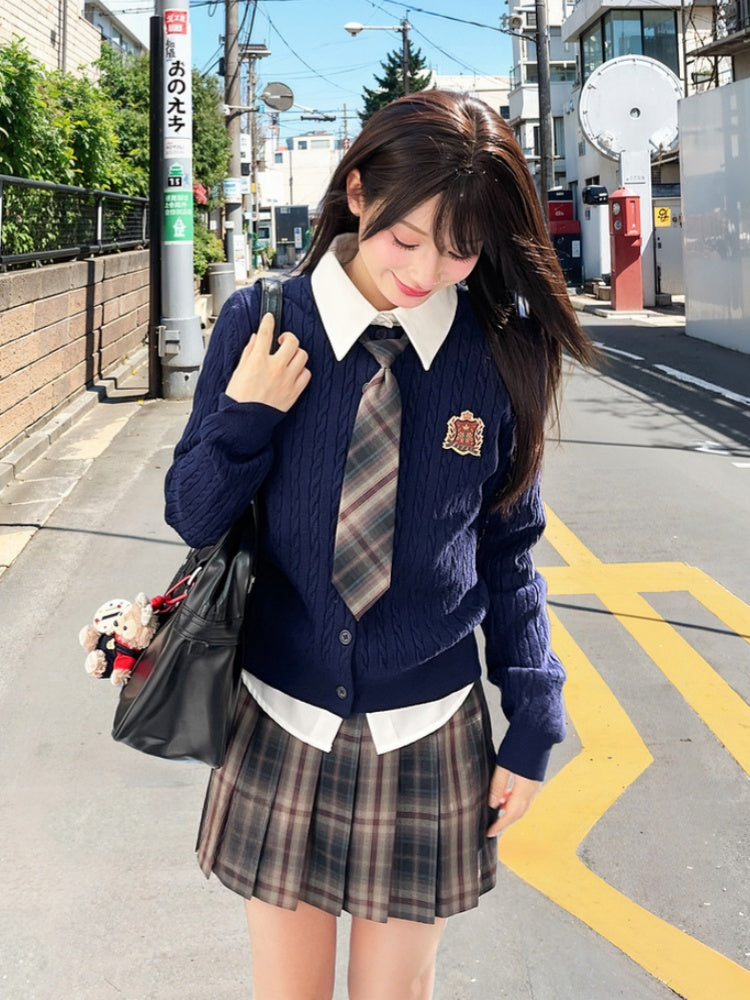 42CM/45CM/48CM/56CM/65CM Style JK Uniform Pleated Skirt Gray Plaid Preppy