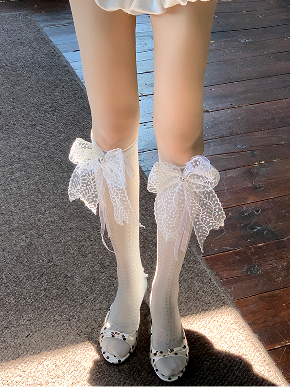 Spitze Weiß/Rosa/Gelb/Blau Charme Mit Bowknot Socken Strass