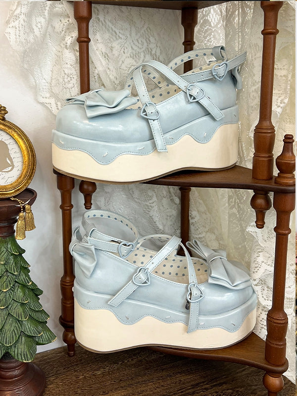 Design PU Blau Crisscross Süße Plateauschuhe - Lolita