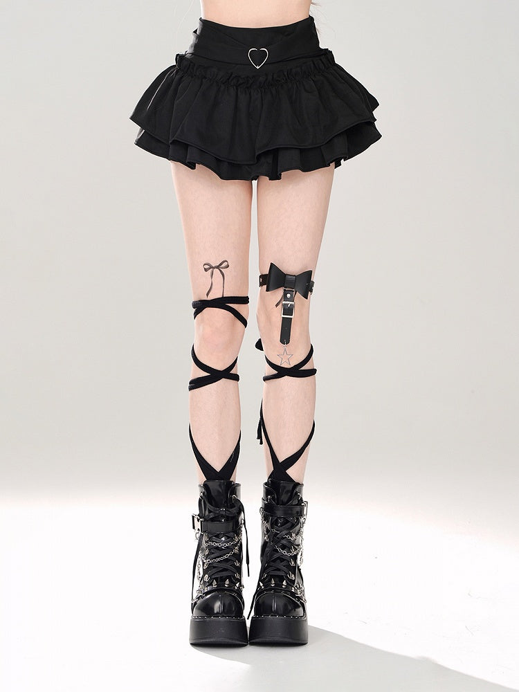 Tiered Mini Skirt Black A-Line Glamorous