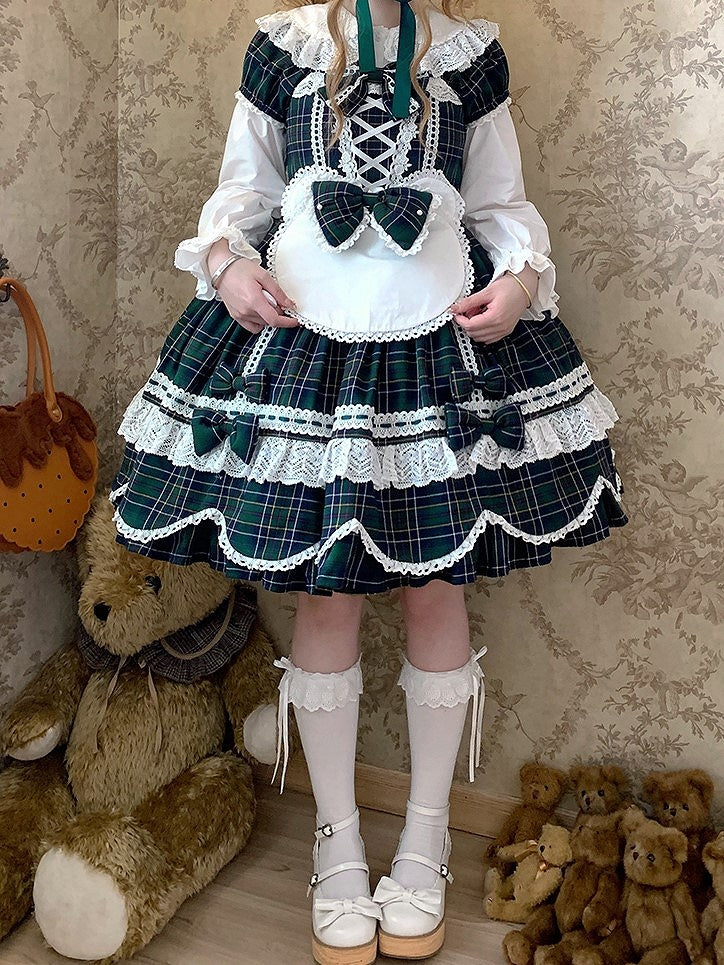 Design Lolita Trim Spitze Bär Schürze Ohr Weiß mit