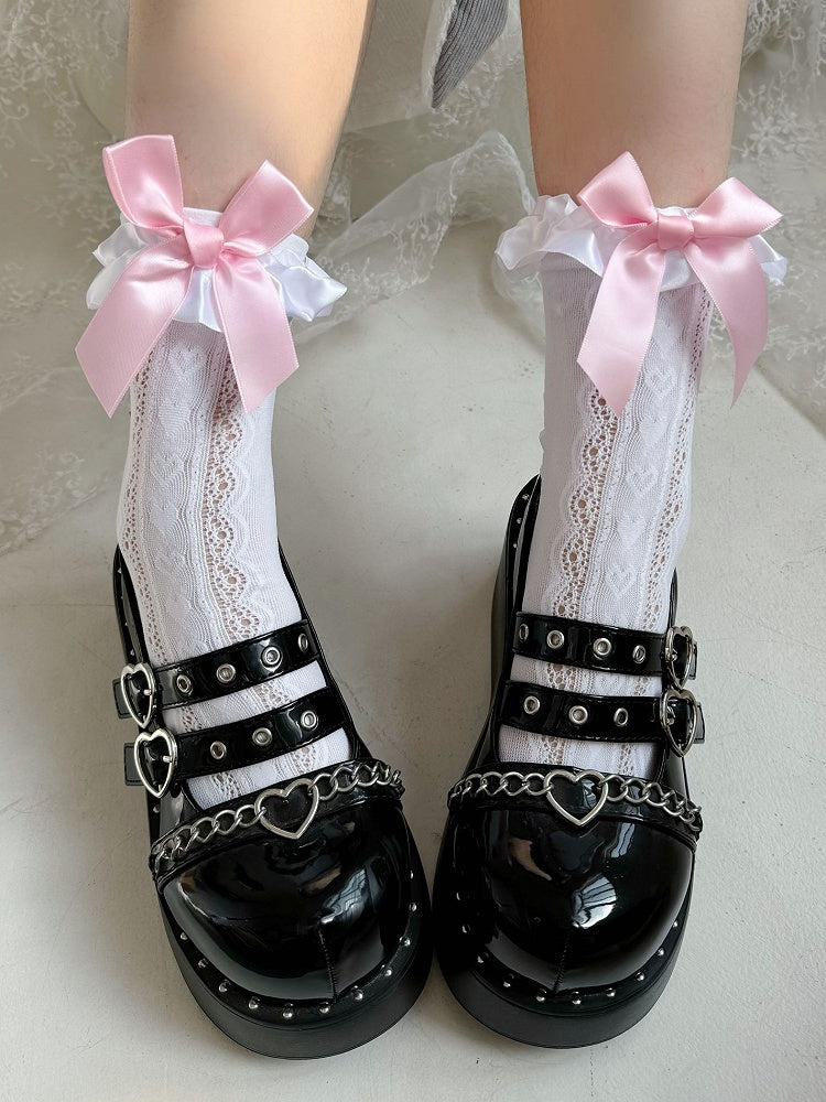 Big Bowknot Ruffle Trim Lolita Socks