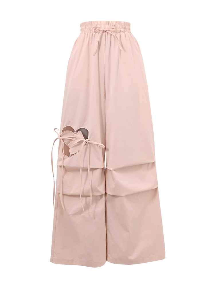 Blau/Rosa Hose mit weitem Bein und herzförmigem Ausschnitt und Kordelzug in der Taille