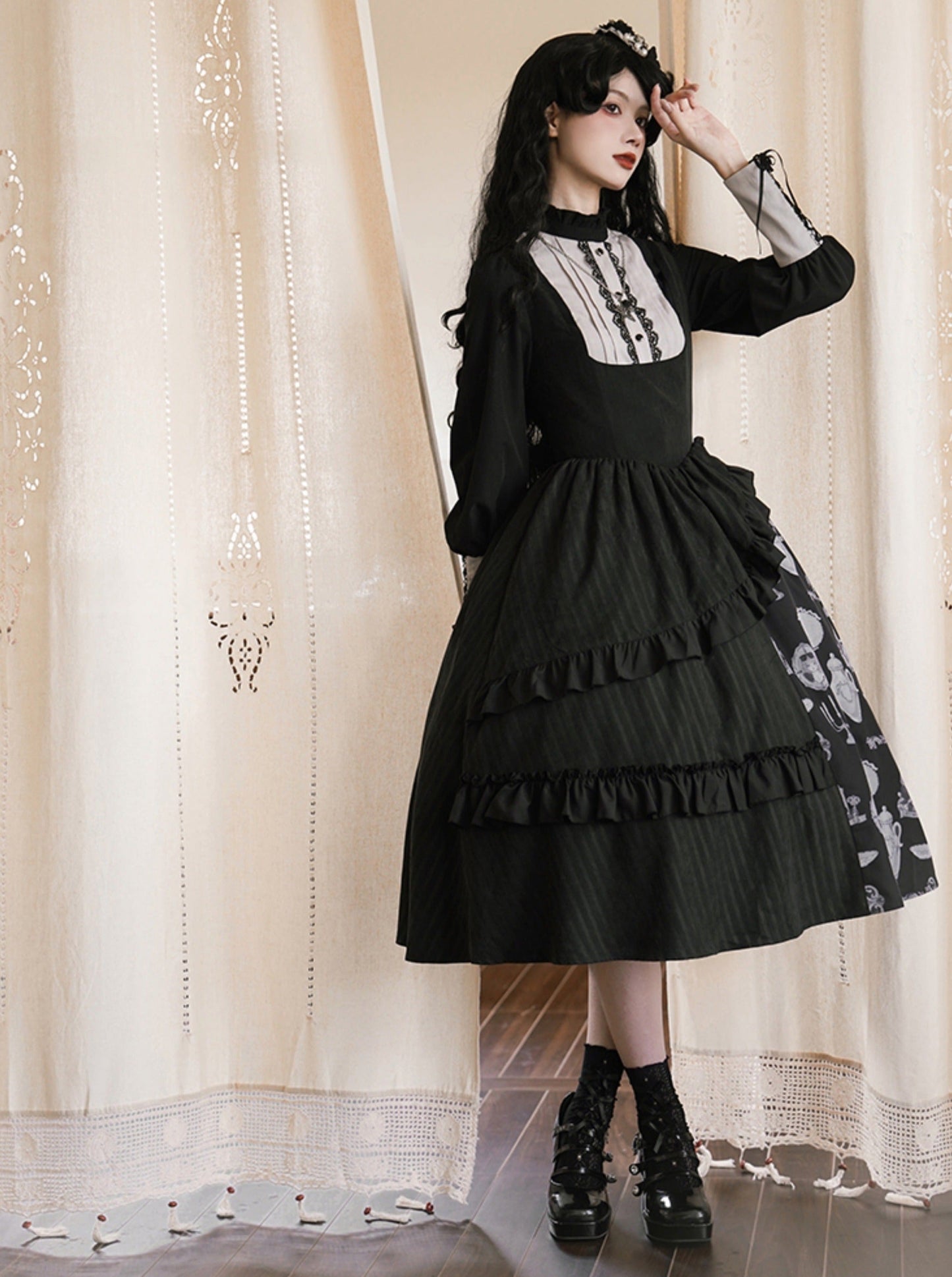 Suspender Skirt + Elegant Puzi Blouse Print Design Original With Kula