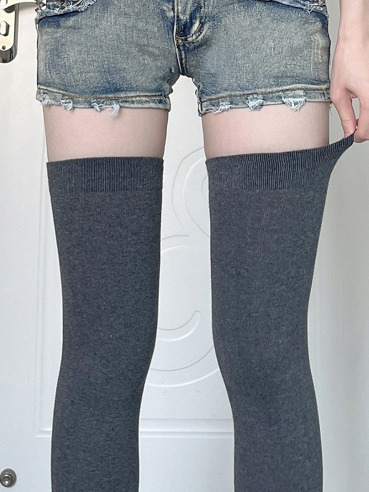 Black Grey Overknee Stockings Thicken Version