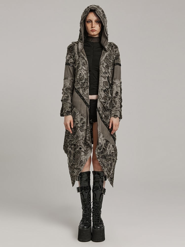 Schwarz-kaffeefarbener Wasteland Punk Decayed Coat