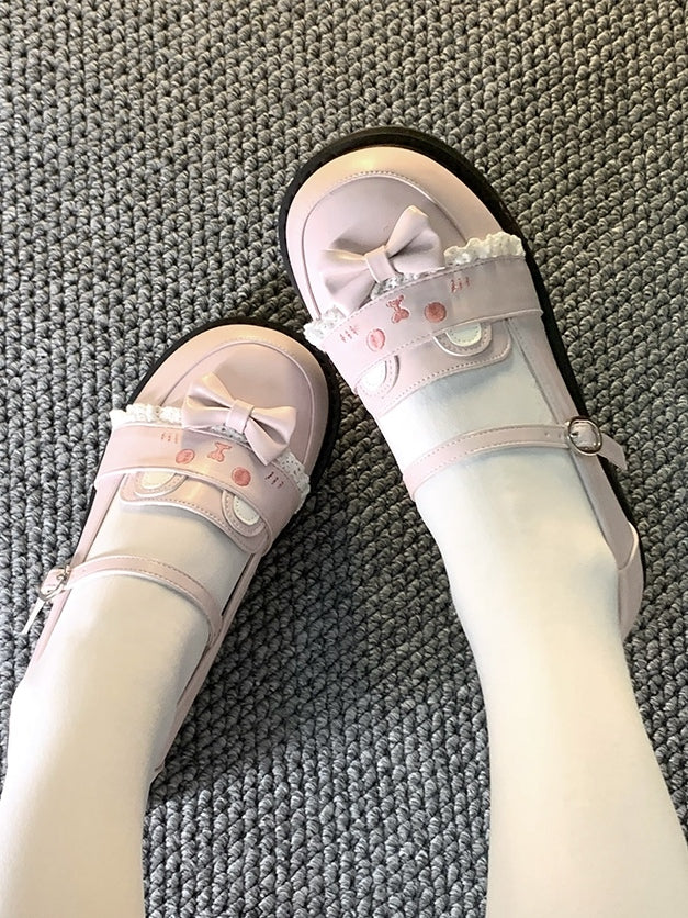 Kawaii Cute Sweet - JK Braune Schleife Bär Schuhe mit niedrigem Absatz