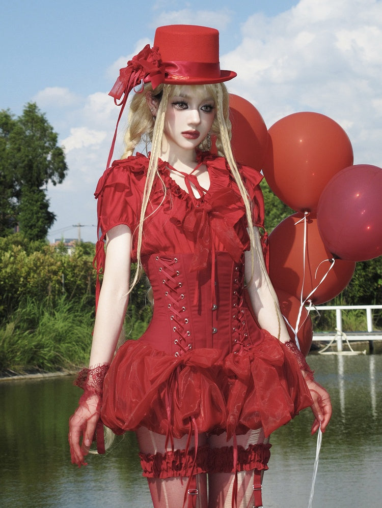 Gothic Waist Lolita Corset Super Red High Shorts