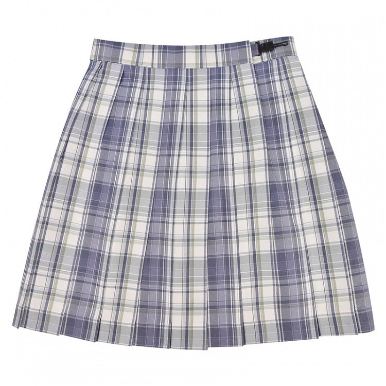 42CM/45CM/48CM JK Uniform Pleated Skirt White Plaid Preppy Style Gray