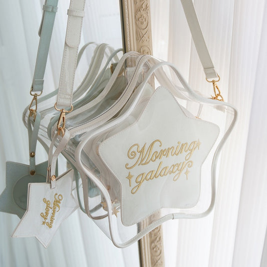 Badge Charm with Star-shaped Ita Bag White Set PU Detachable
