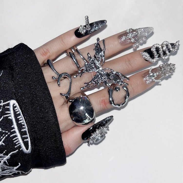 Set Rings Cyberpunk 8 Silver