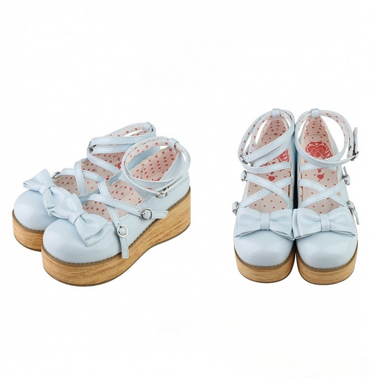 Runde Schuhe Heels Süß Blau PU Baby Plattform Mitte - Zehe
