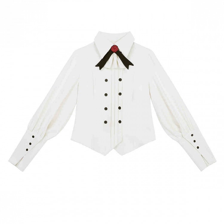 - Full Little Vibes Lolita Detective Sleeves Long Ouji Shirt Set