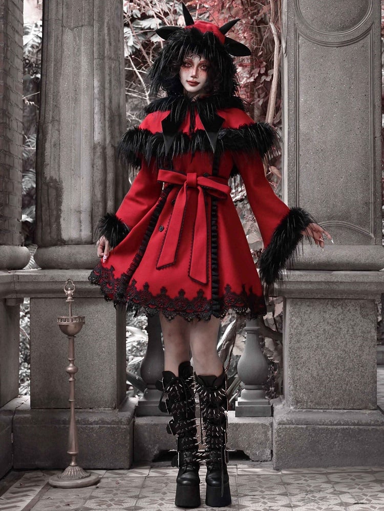 Weihnachten Neues Outfit Abnehmbarer Umhang Roter Wollmantel