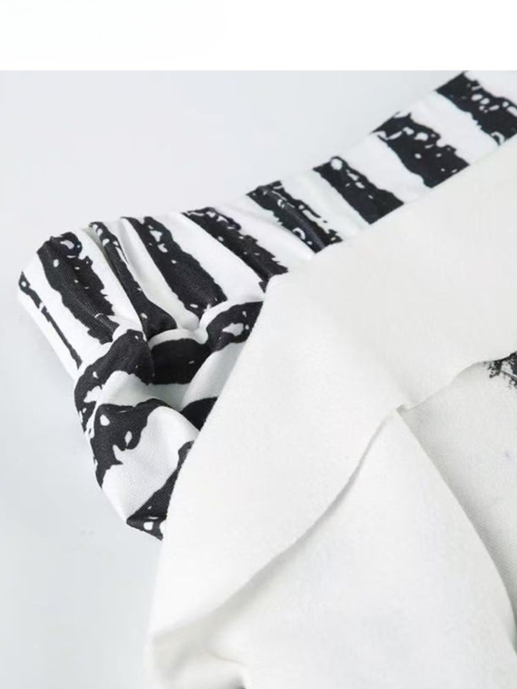 Striped Sleeves WhiteBlack Top Design Print Pattern Neckline Long Off-the-shoulder