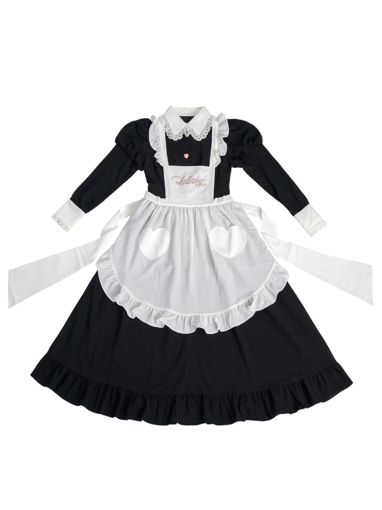 Long Volume Reservation Maid Aplon Frill Dress