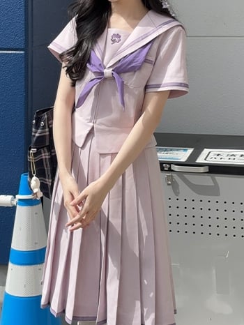 Sleeves Preppy Top Collar Version JK Purple Short Uniform Sailor Style