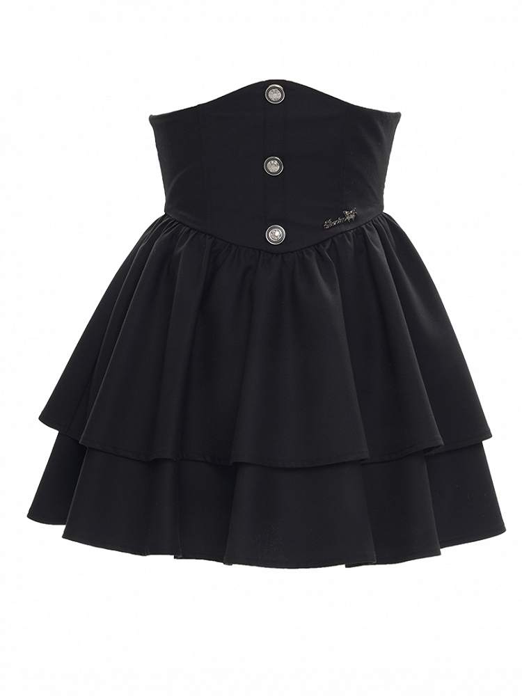 High Suspender Overalls Waist Straps Detachable Black Skirt