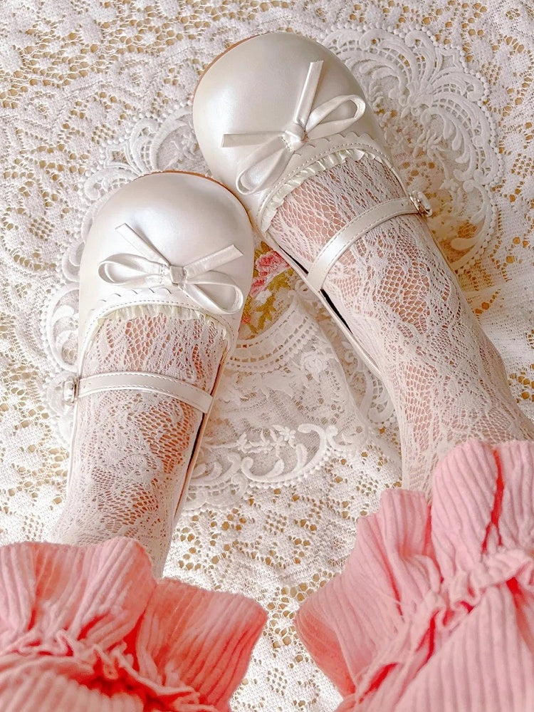 Flache weiße Schuhe Mary in Round Jane Sweet - Lolita